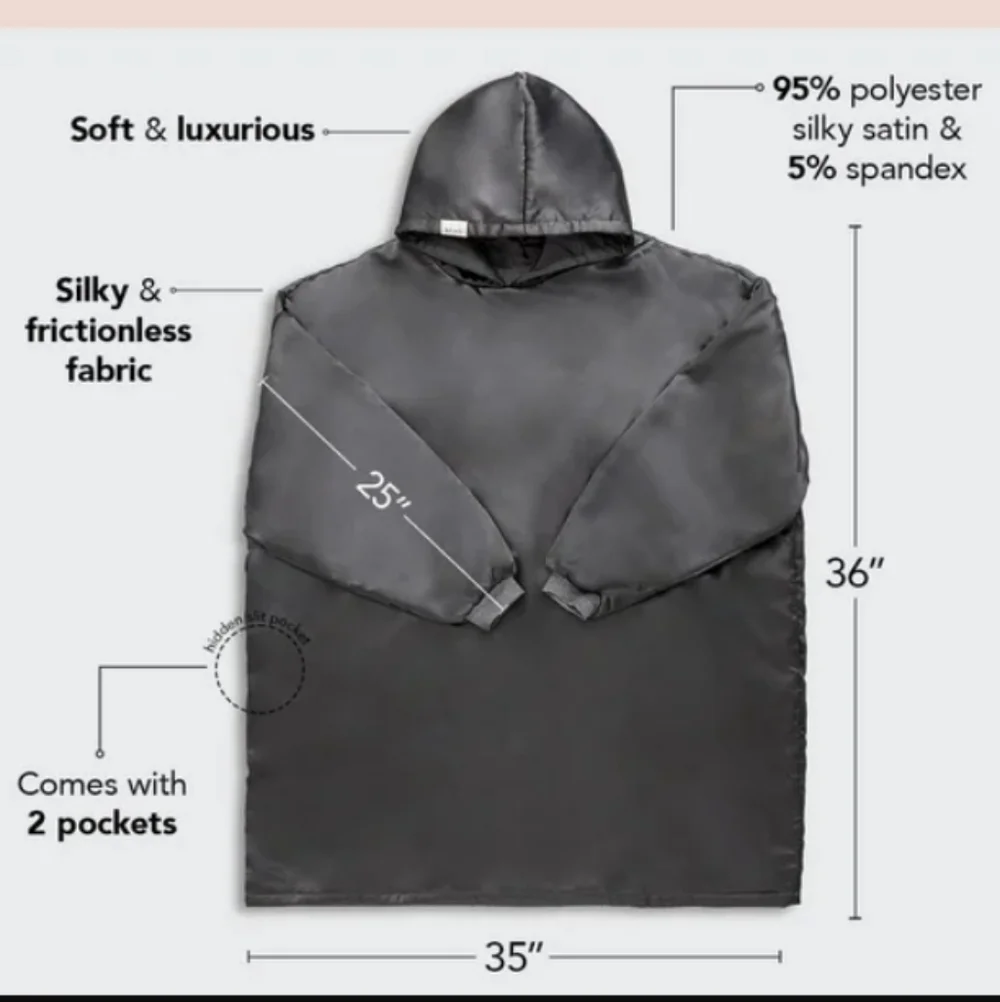 Kitsch Glazey Charcoal Gray Satin Spa Hoodie
